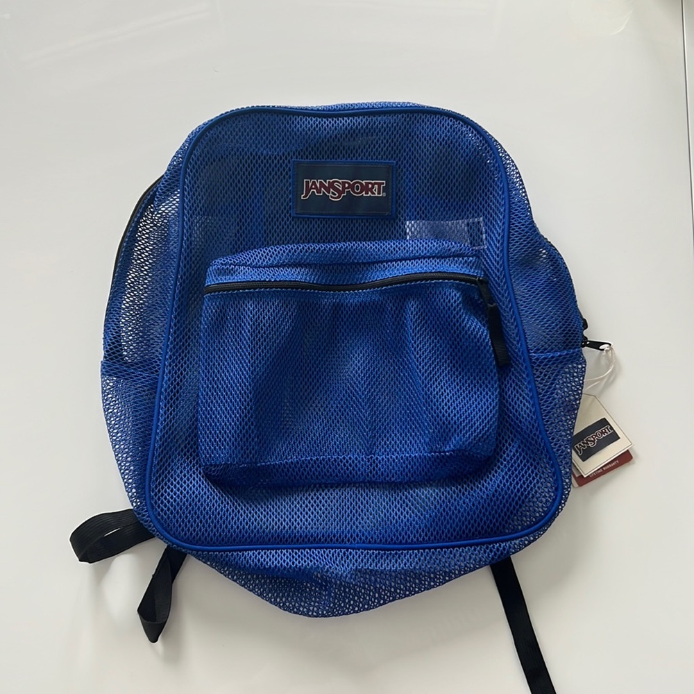 JANSPORT blue mesh backpack